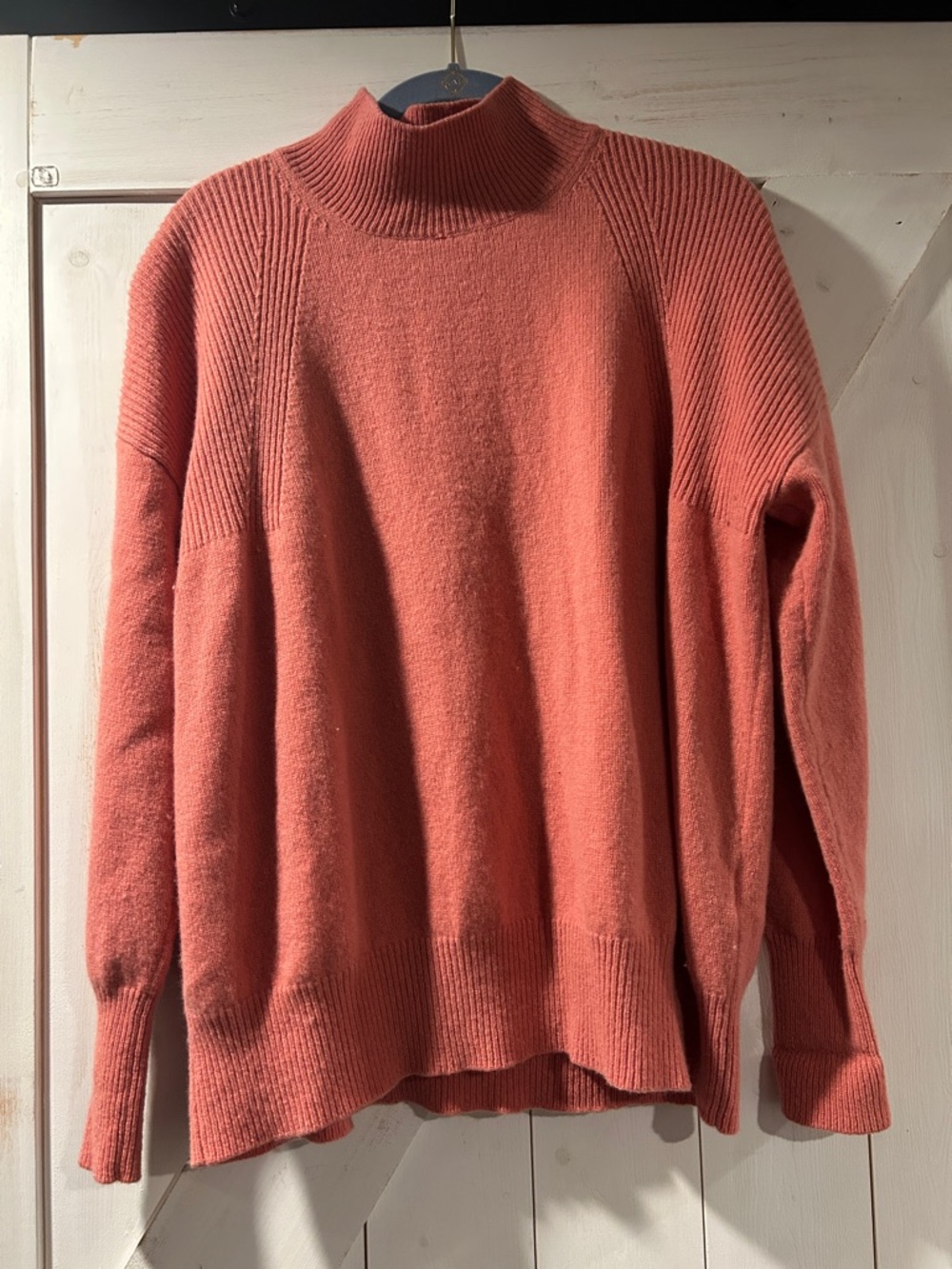 Joules Pink Coral Mock Neck Sweater Size 12 Wool Cashmere Blend